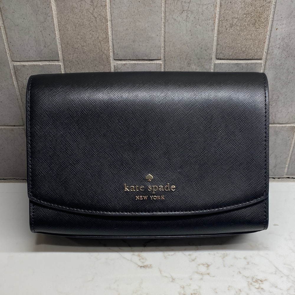 Kate Spade Carson Convertible Crossbody Black Saffiano Leather Preppy NWT